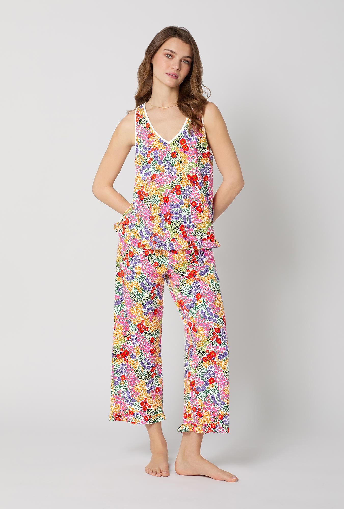 Bed Head Spring Fields Ruffle Tank Cropped PJ Set