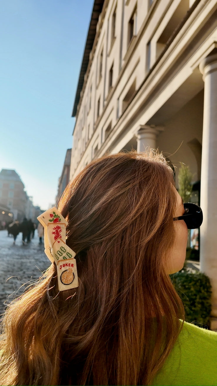 Solar Eclipse Hand-painted Mahjong Claw Hair Clip