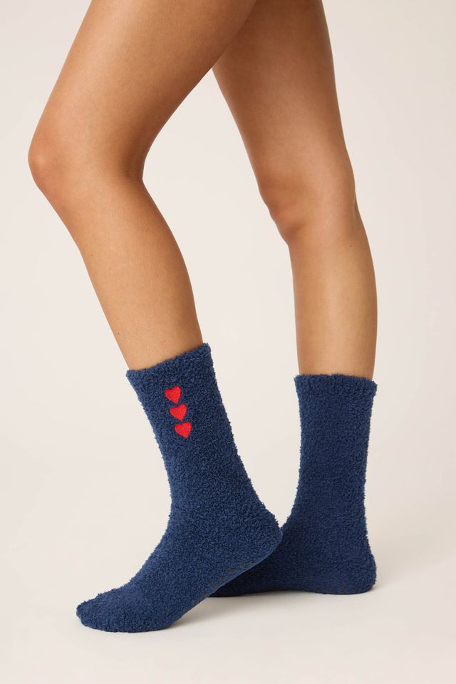 P.J. Salvage Parisian Dreams Heart Print Crew Socks