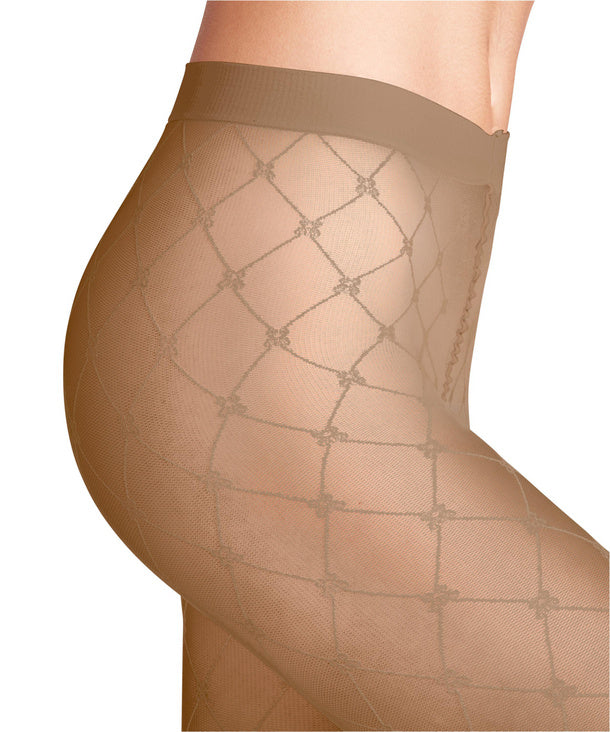 Fashionable black tights by Falke with twisted mesh texture