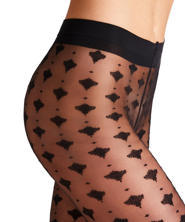 Intricate 3D effect plated design tights