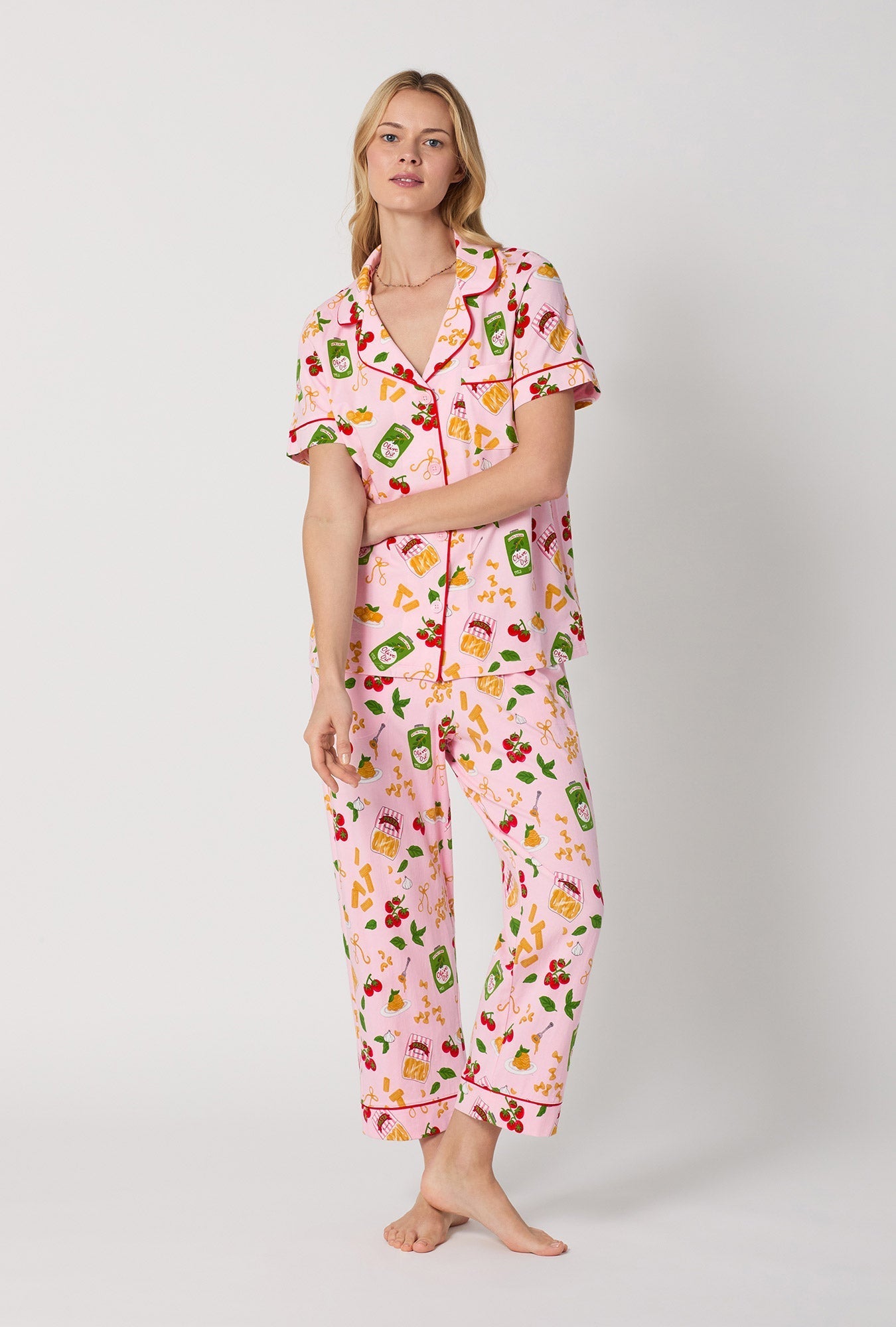Bed Head Pasta La Vista S/S Classic Stretch Jersey Cropped PJ Set
