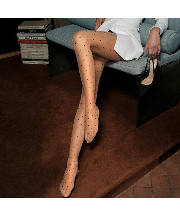 Fashionable two-tone dot tights with smooth finish