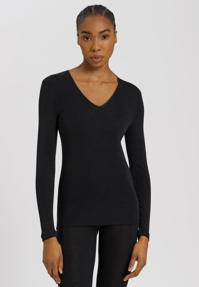 Hanro Woolen Silk Long Sleeve Shirt- V Neck