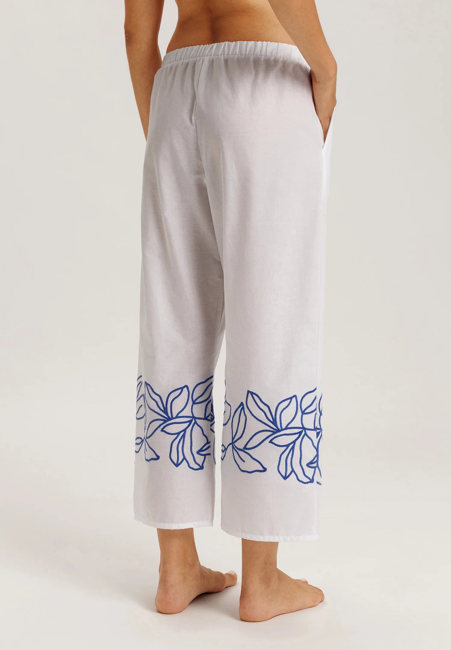 Hanro Liz Cotton Crop Pants with Embroidery