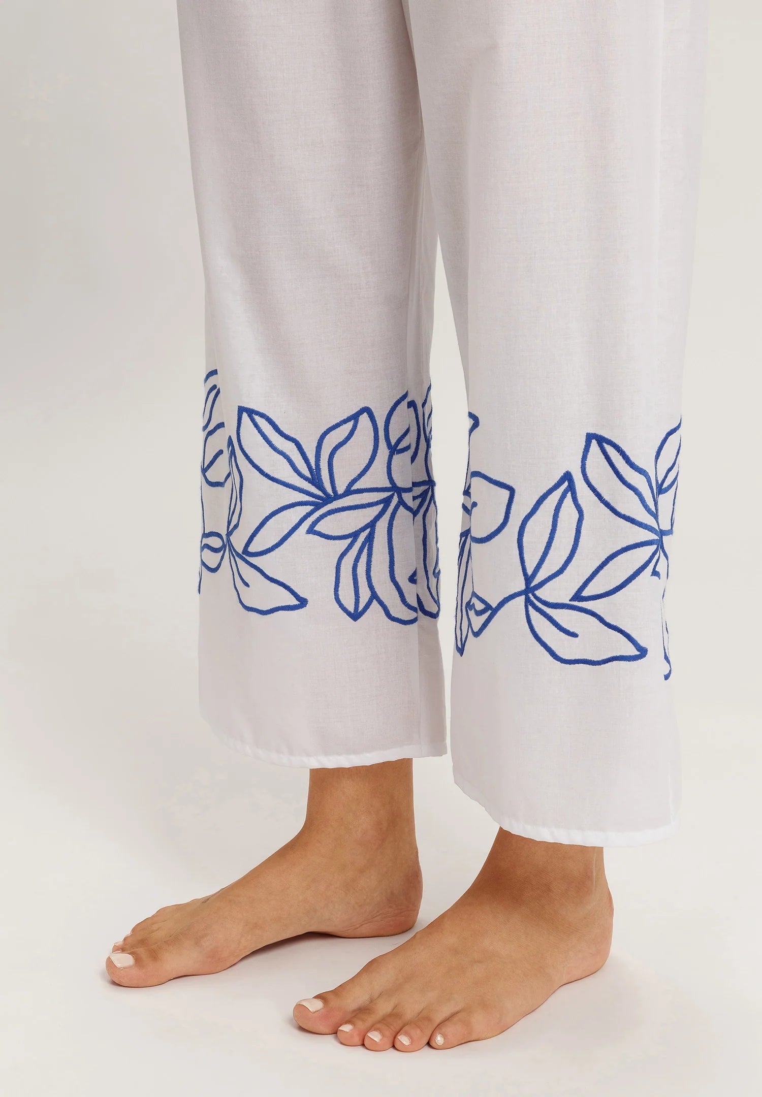 Hanro Liz Cotton Crop Pants with Embroidery