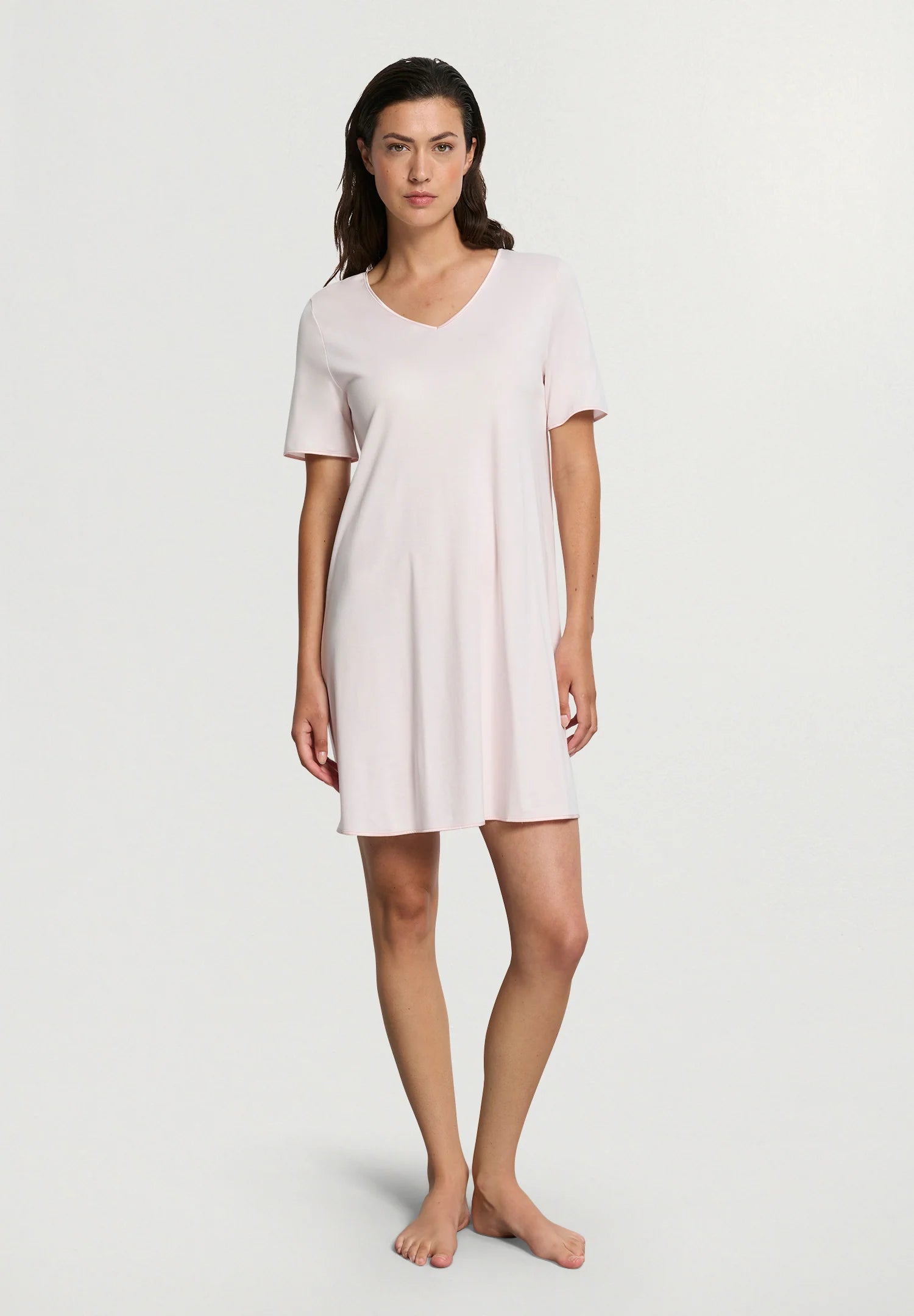 Hanro Cotton Silk V-Neck Cotton Nightgown