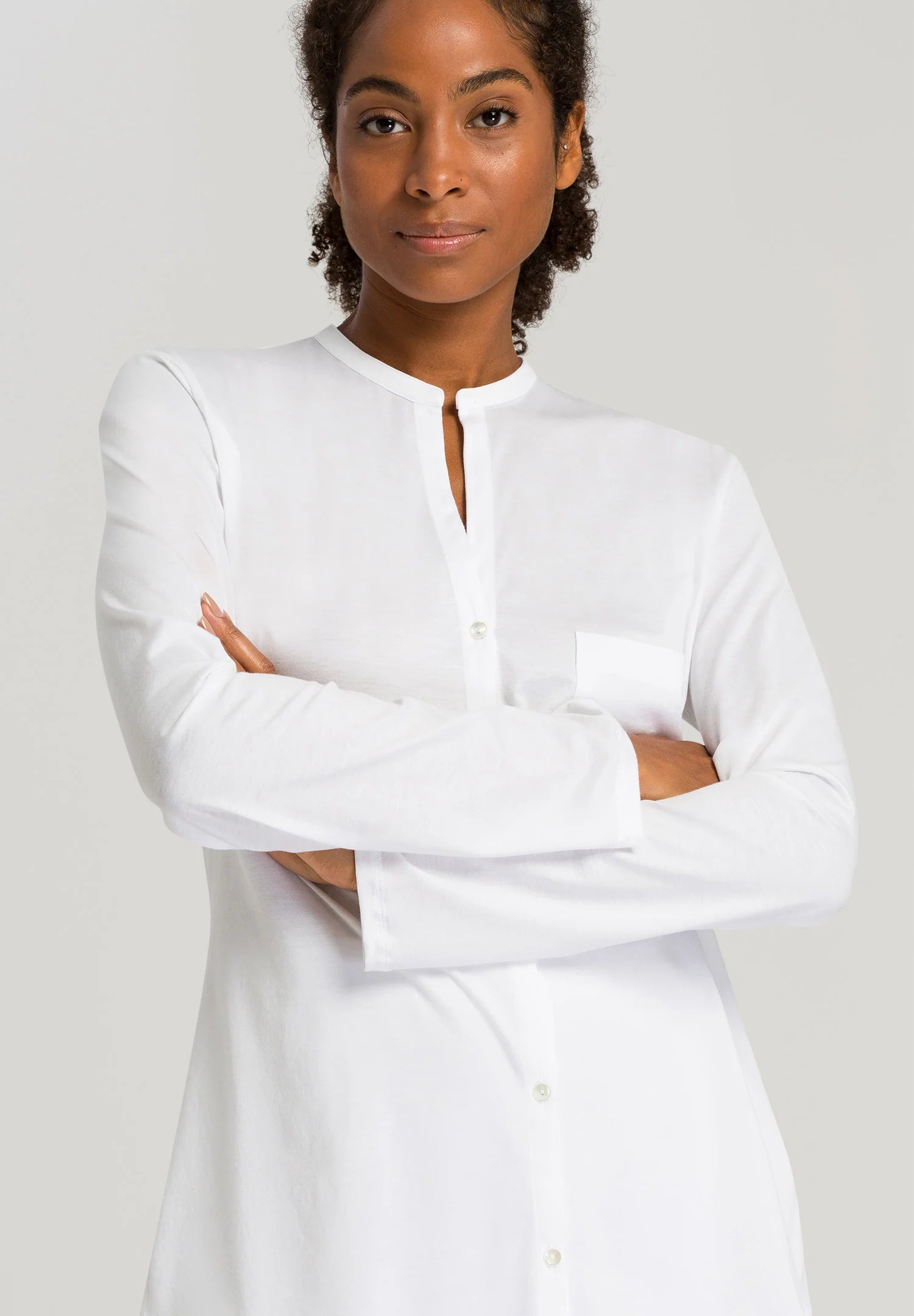 Hanro Cotton Deluxe Long Sleeve Button Front Pajama