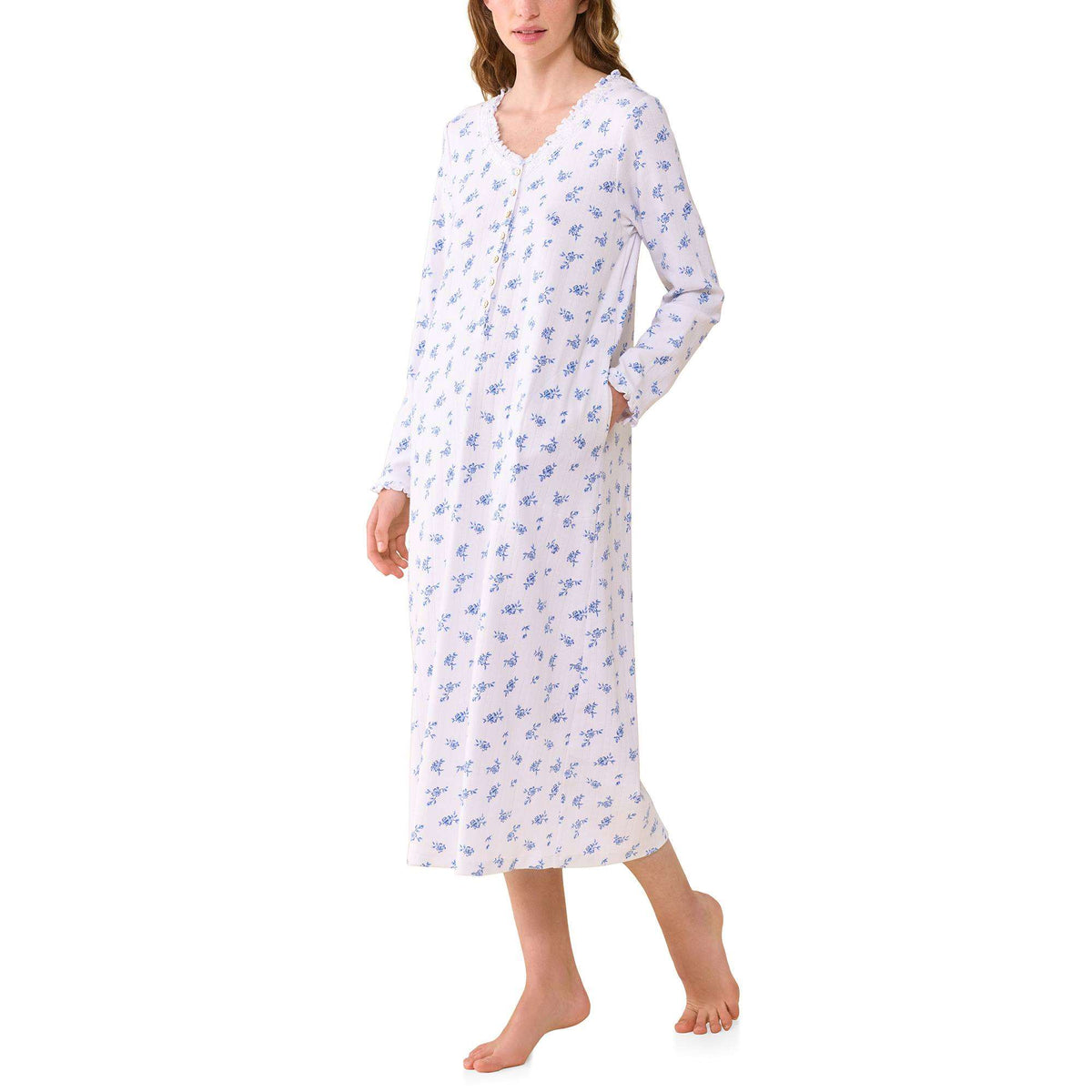 Eileen West Cotton Pointelle 48" L/S Nightshirt