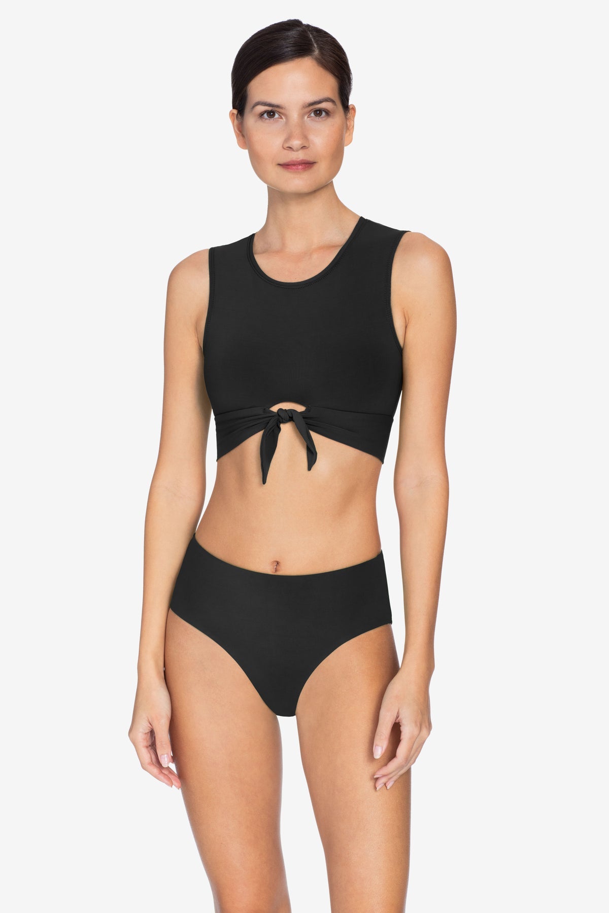 Robin Piccone Ava Knot Front Bikini Top- Black