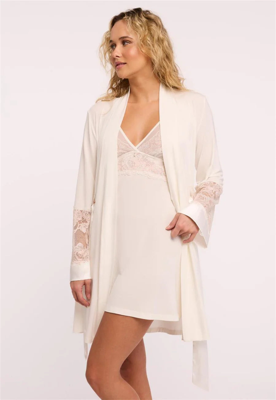Fleurt Blissful soft modal kimono with inside drawstring and lace details