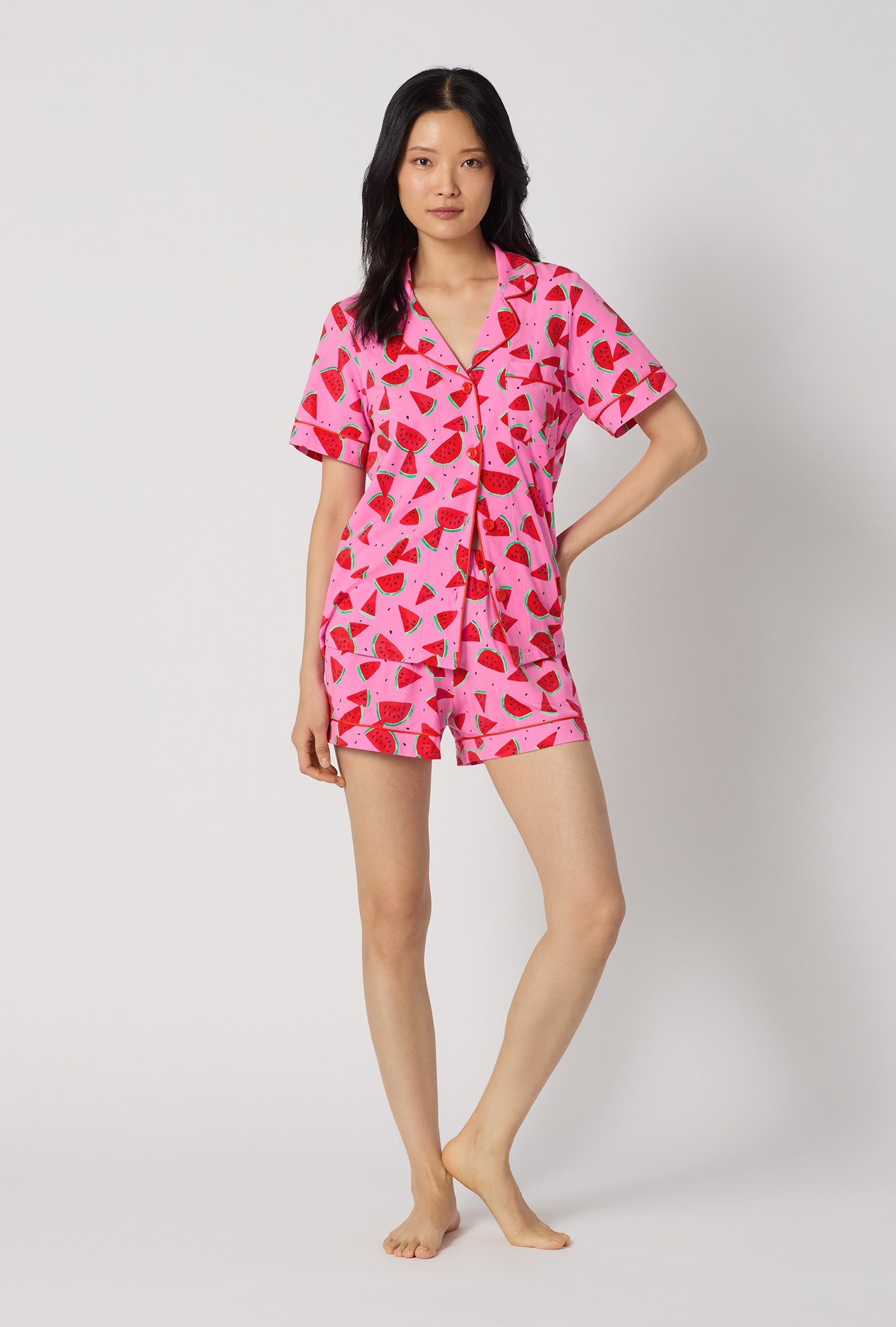 Bed Head Treasure Hunt/Watermelon S/S Classic Shorty Stretch Jersey PJ Set