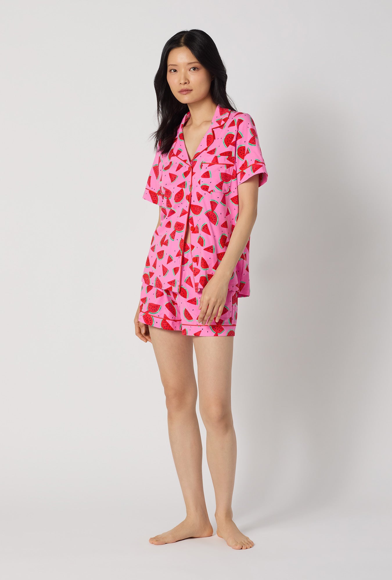 Bed Head Treasure Hunt/Watermelon S/S Classic Shorty Stretch Jersey PJ Set