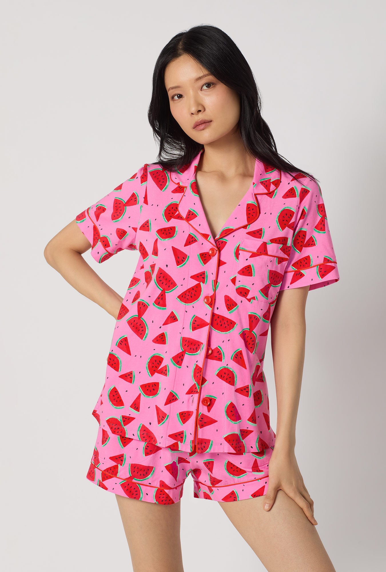 Bed Head Treasure Hunt/Watermelon S/S Classic Shorty Stretch Jersey PJ Set