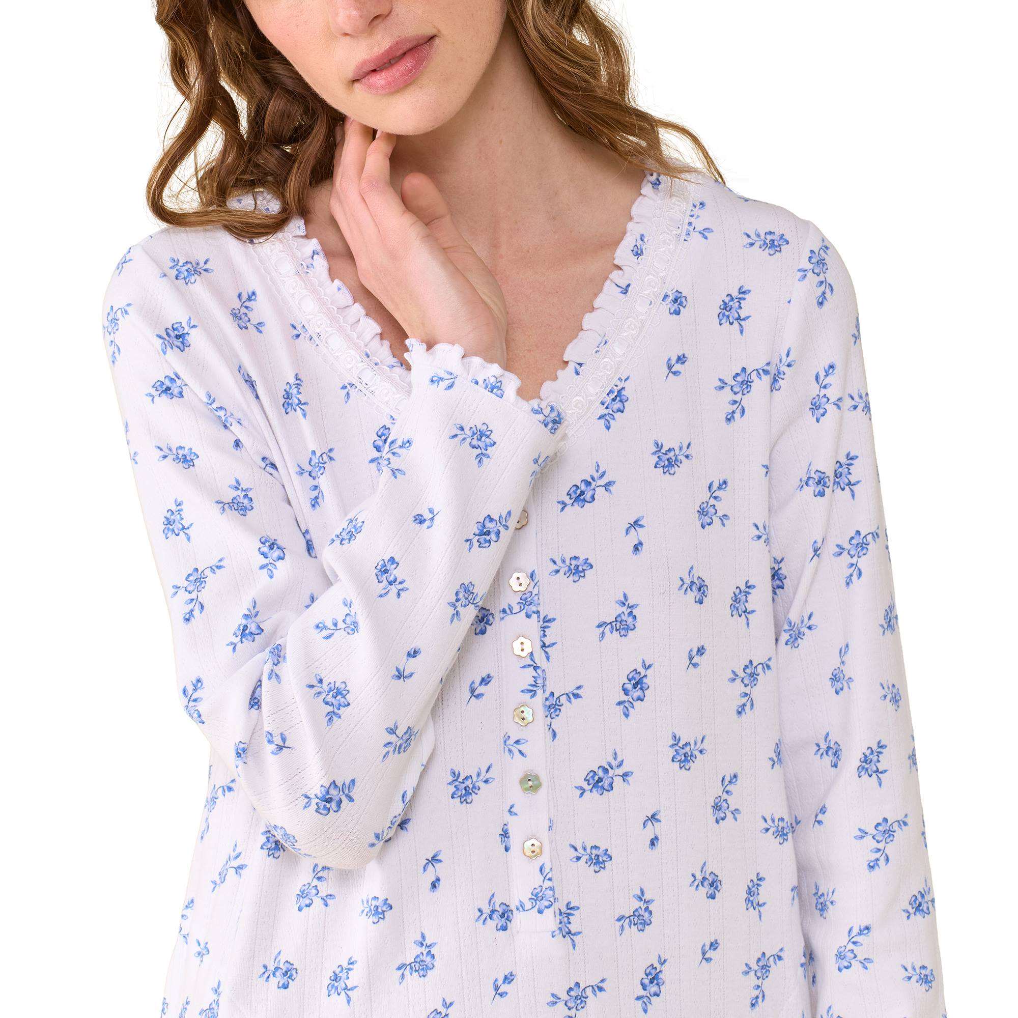 Eileen West Cotton Pointelle 48" L/S Nightshirt