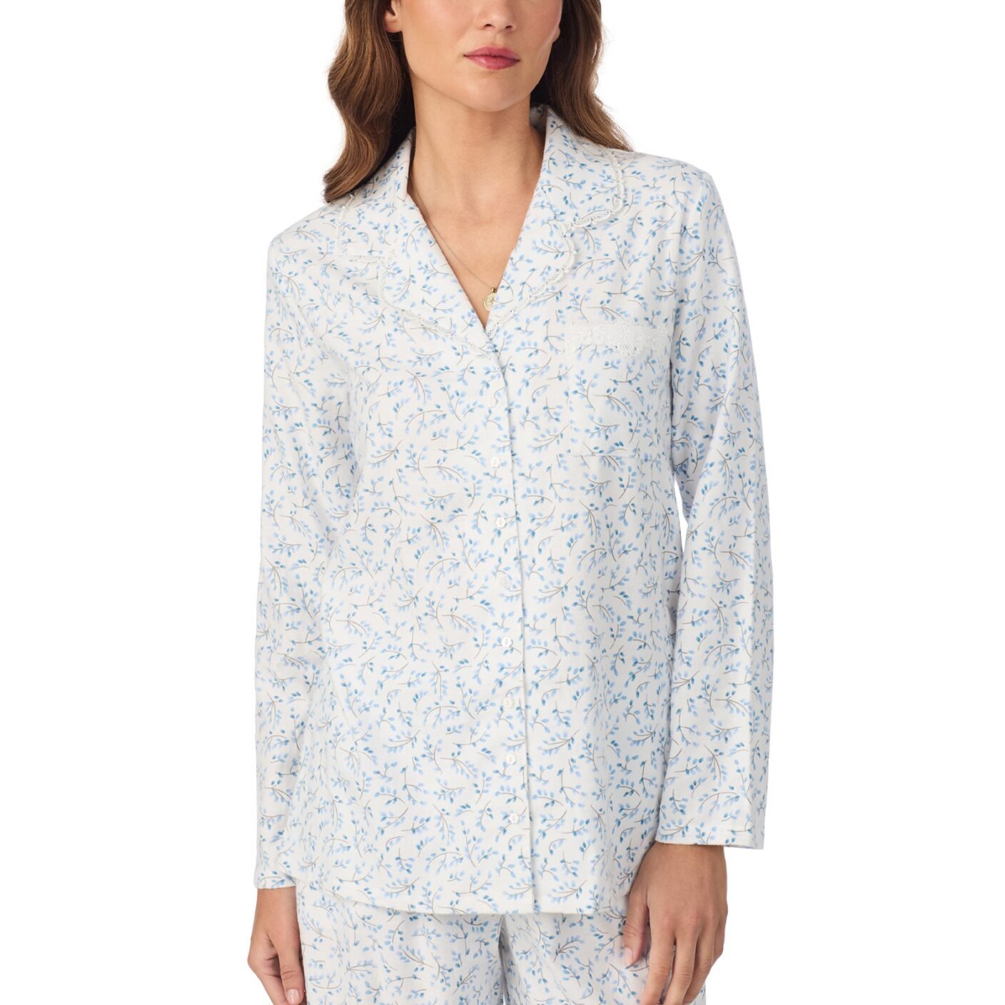 Eileen West Brushed Flannel Notch Collar Long PJ Set
