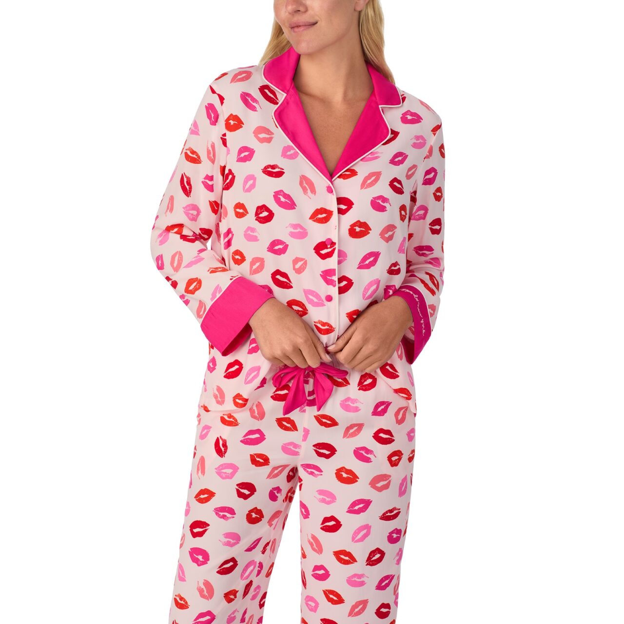 Kate Spade Charmeuse L/S Notch Long PJ