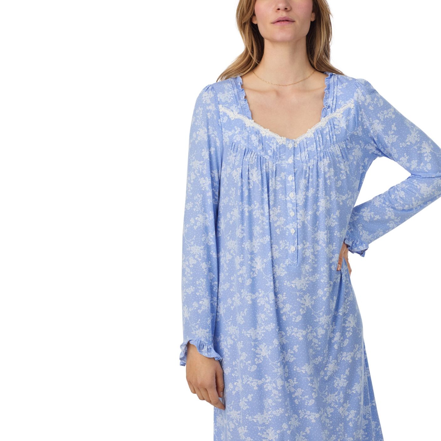 Eileen West Modal Spandex Jersey 42" L/S Waltz Nightgown