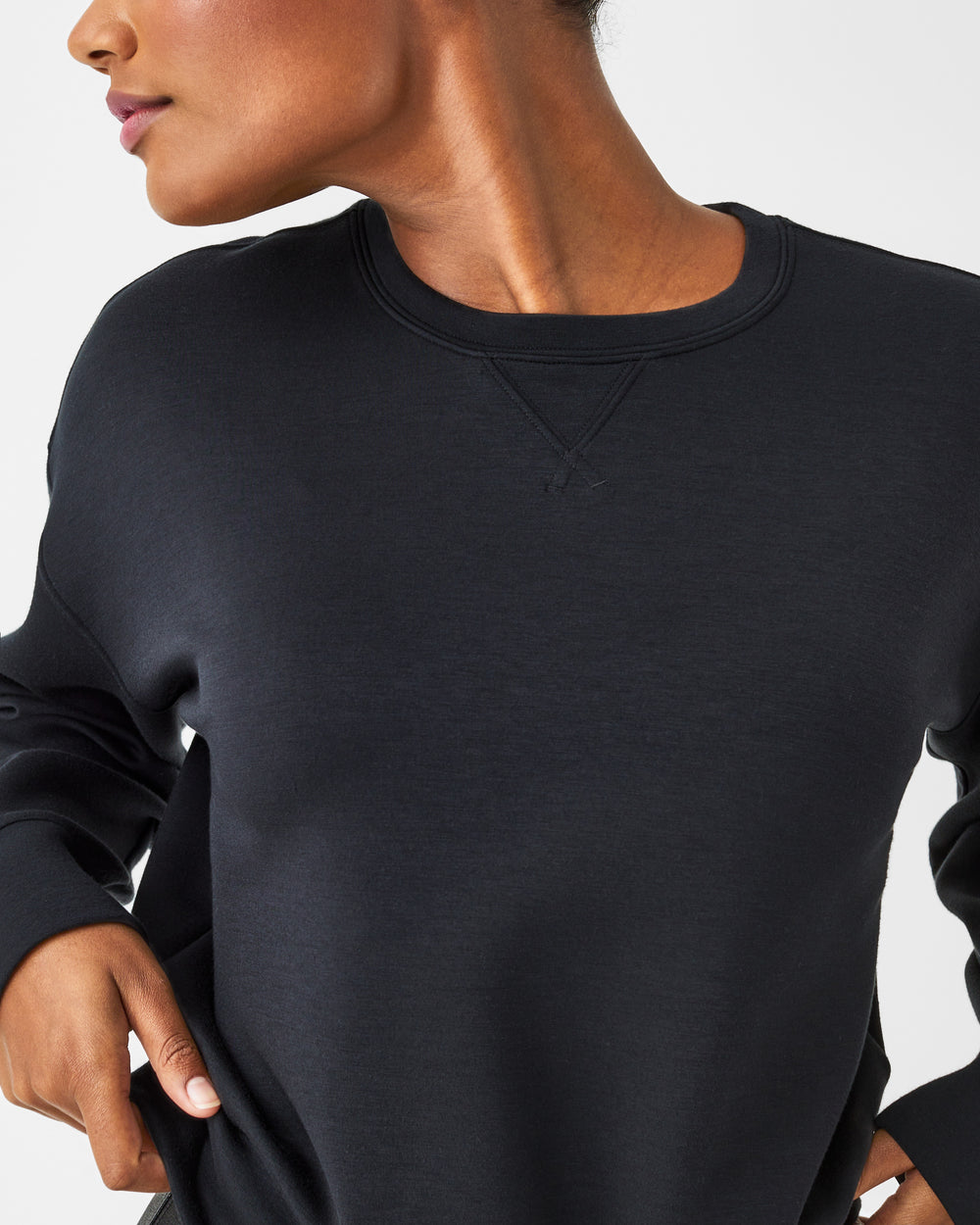 Spanx ultra-drapey crewneck with throw-on ease