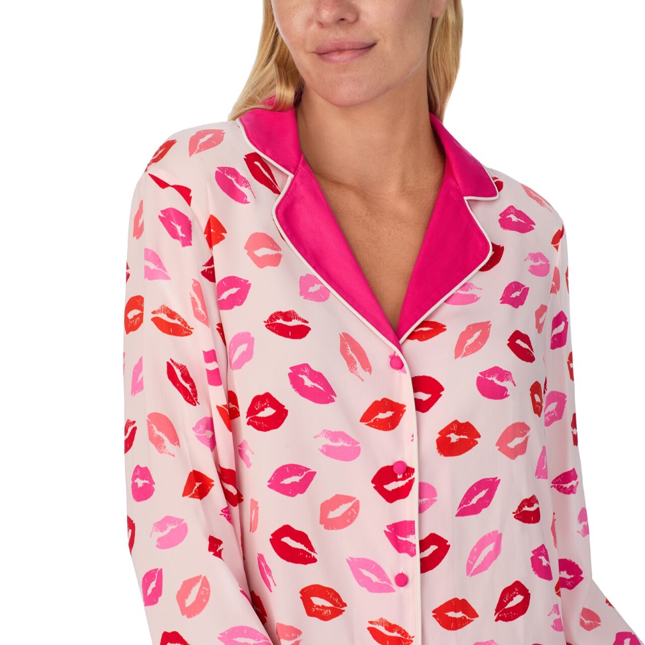 Kate Spade Charmeuse L/S Notch Long PJ