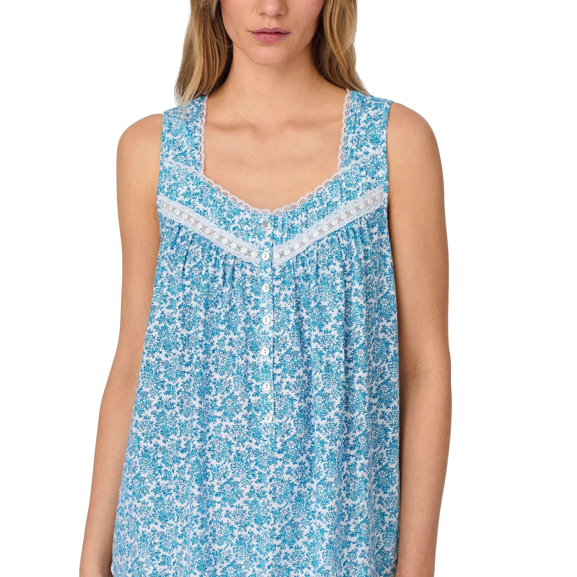 Eileen West Cotton Jersey Knit Long S/L Nightgown