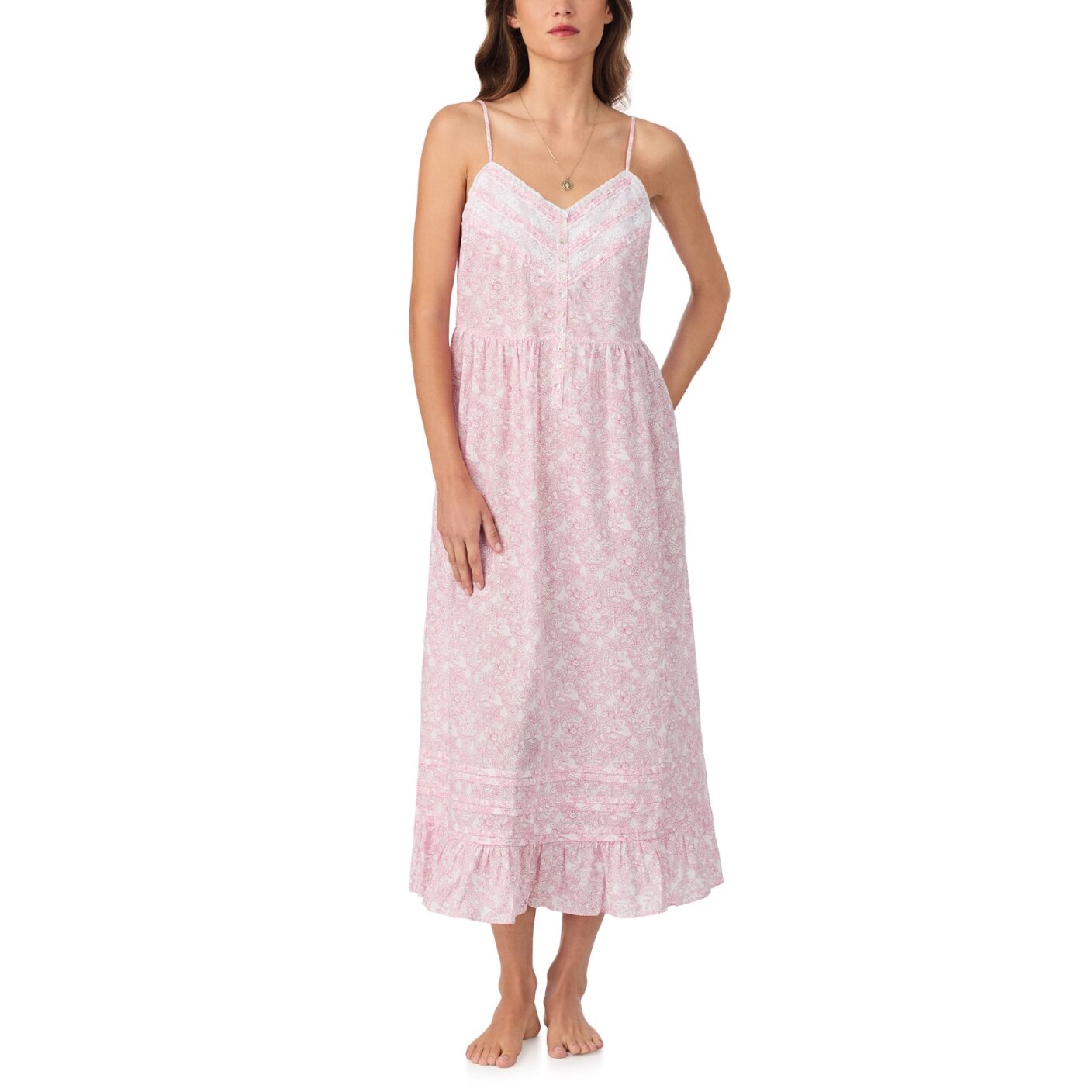 Eileen WestCotton Woven Lawn 50" Modern “Elise” Nightgown