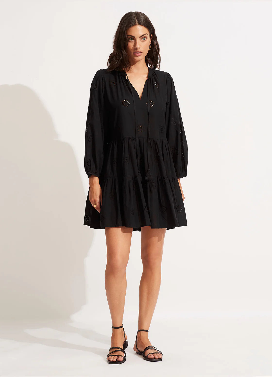Seafolly Beach Edit Embroidery Tiered Mini Dress