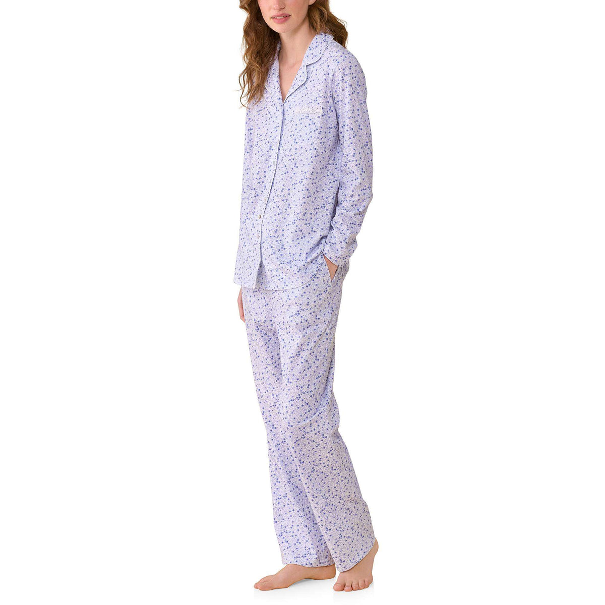 Eileen West Cotton Peached Jersey L/S Notch Collar Long PJ Set