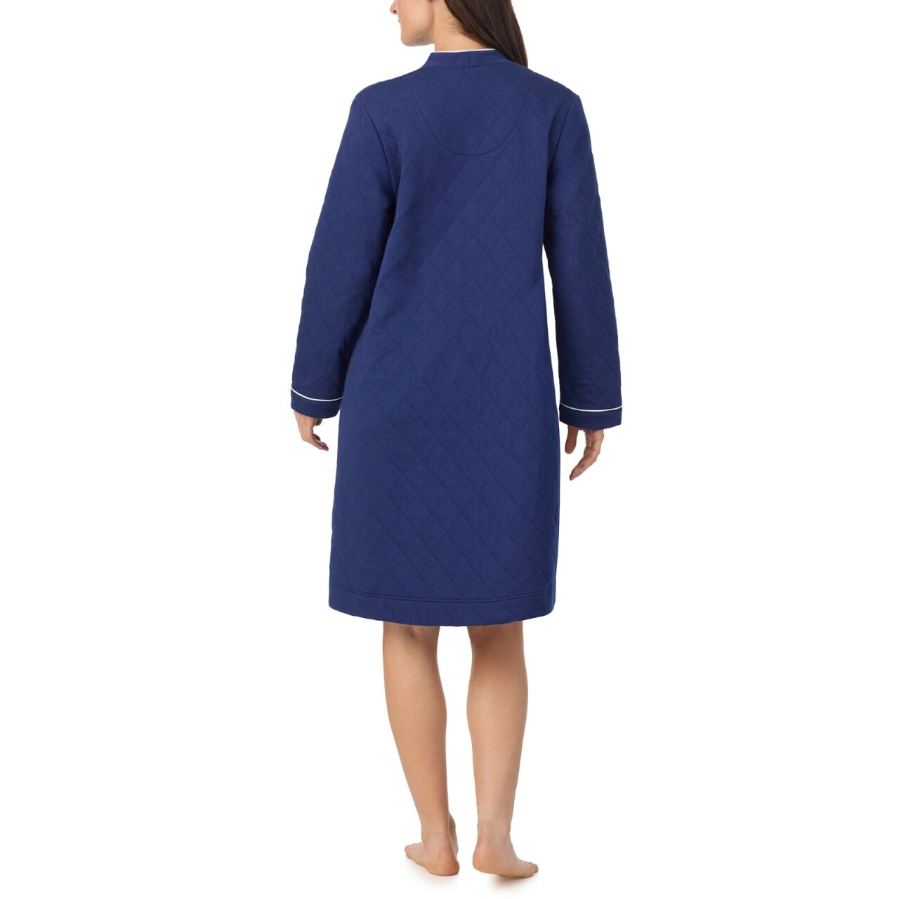Eileen West Cotton Rich Diamond Quilted Zip Robe