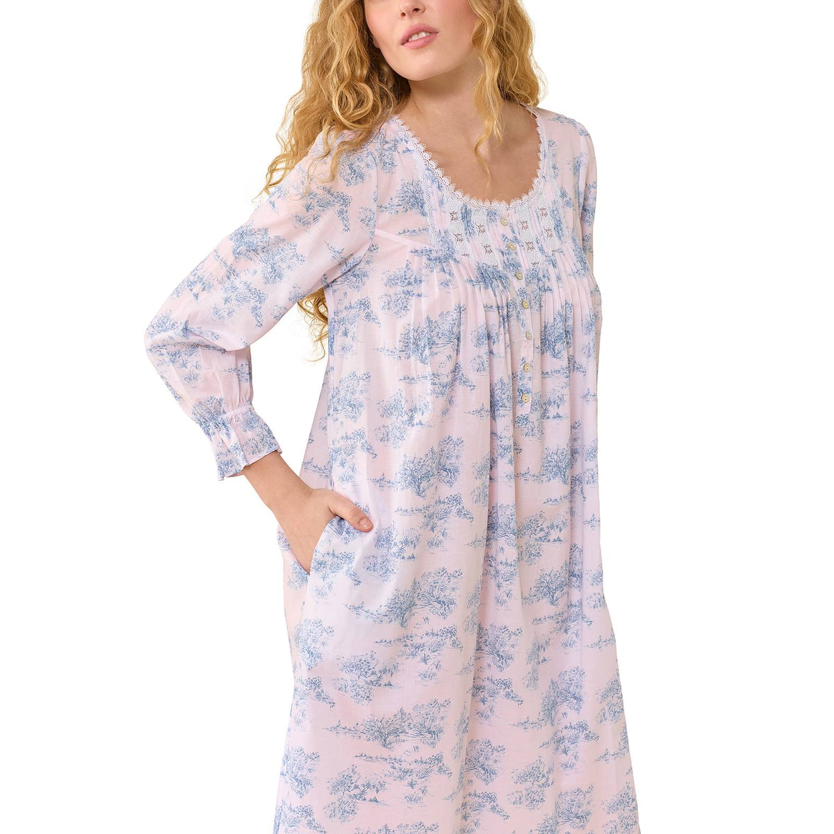Eileen West Cotton Woven Lawn 50" Ballet L/S NIghtgown