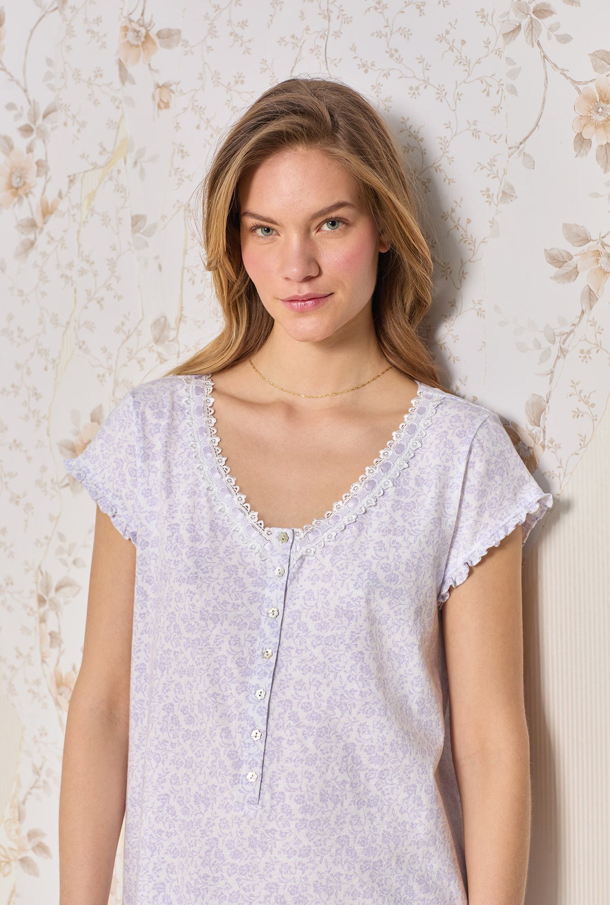 Eileen West Cotton Jersey Knit Short C/S Nightshirt