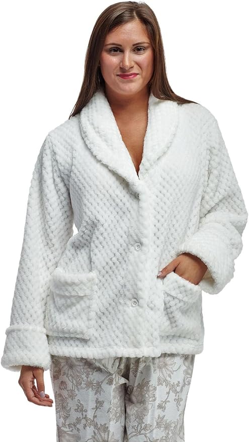 La Cera Honeycomb Fleece Bed Jacket