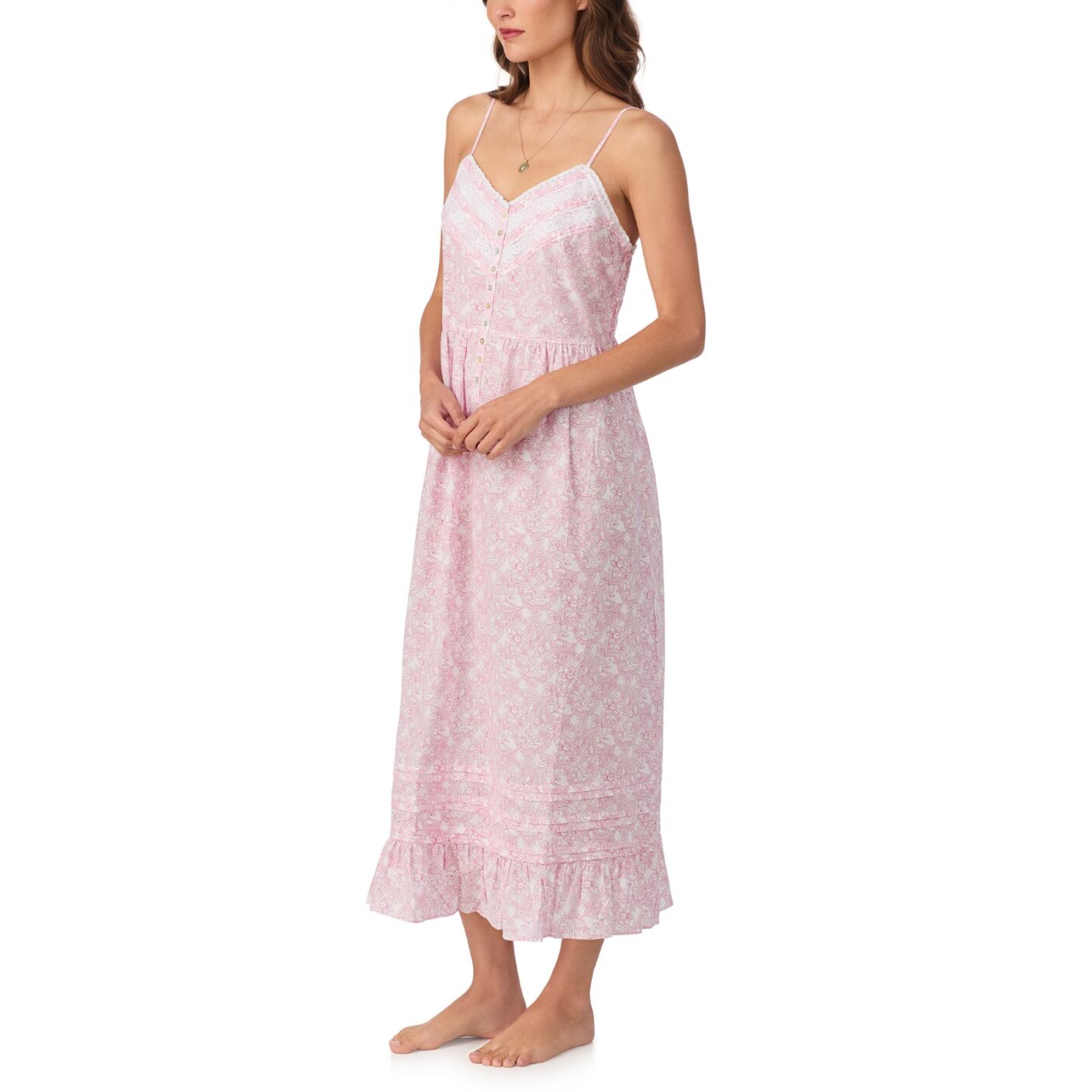 Eileen WestCotton Woven Lawn 50" Modern “Elise” Nightgown