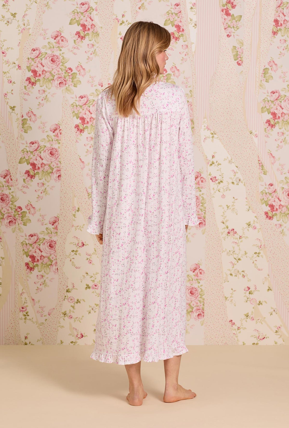 Eileen West Cotton Modal Pointelle Knit Ballet L/S Nightgown