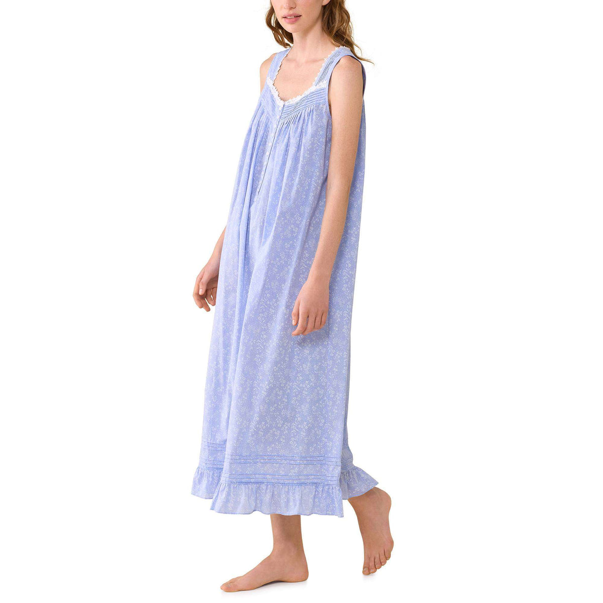 Eileen West Cotton Yarn Dyed Chambray"The Eileen" 50" Ballet S/L Nightgown