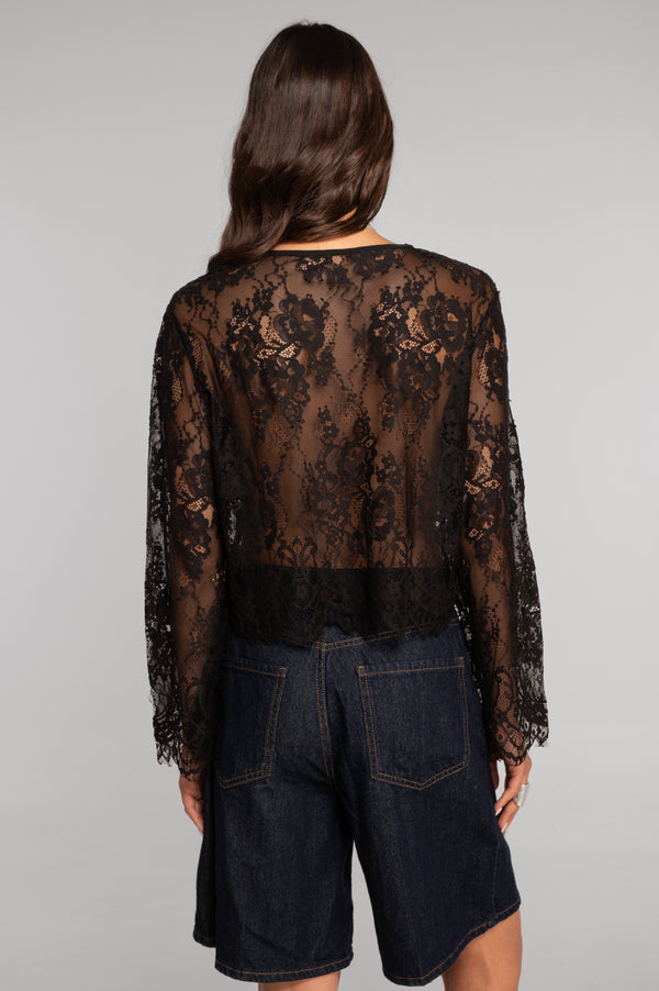 Oscalito Flared Sleeves Floral Lace Top