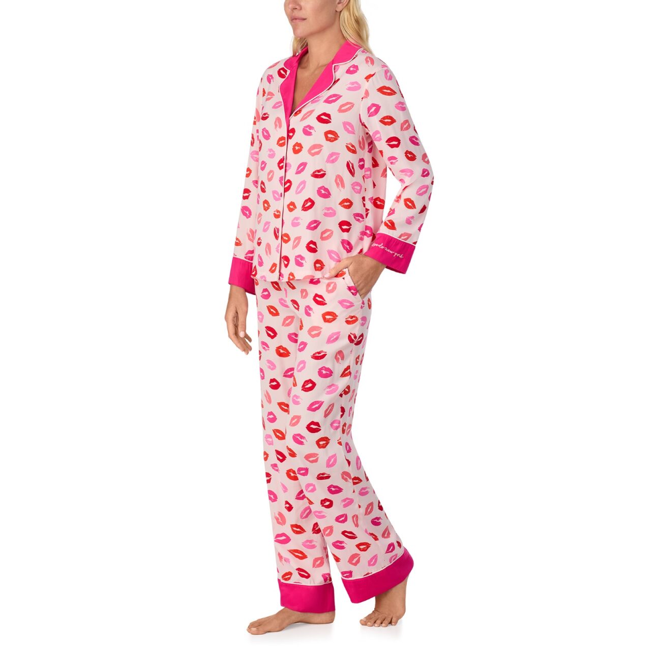 Kate Spade Charmeuse L/S Notch Long PJ