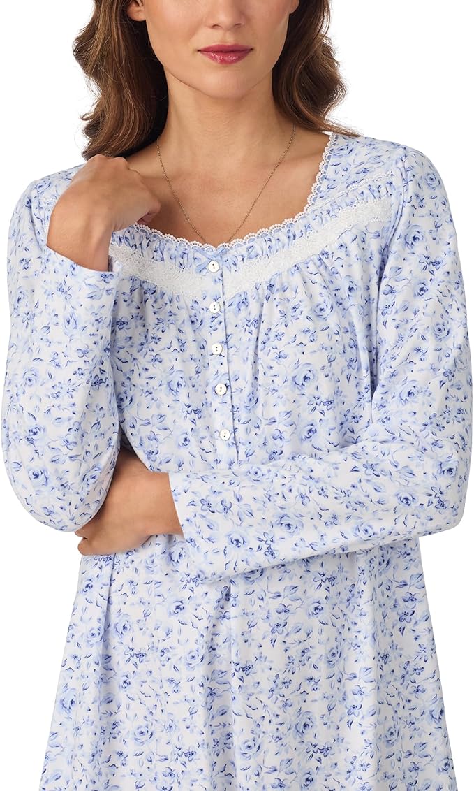 Eileen West Cotton Peached Jersey Knit 38" Short L/S Nightgown