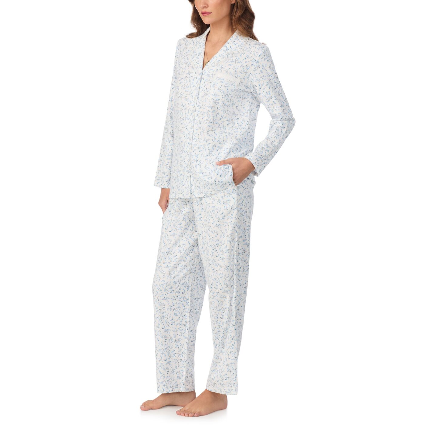 Eileen West Brushed Flannel Notch Collar Long PJ Set