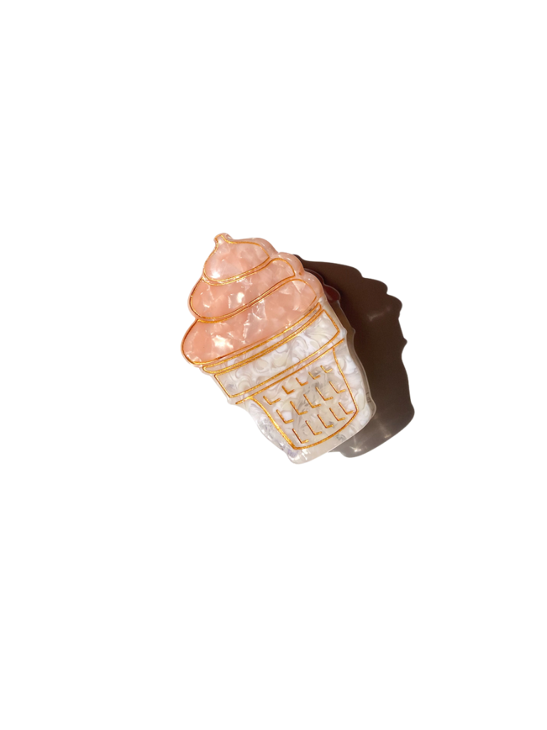 Solar Eclipse Hand-Painted Soft Serve Ice Cream Claw Hair Clip