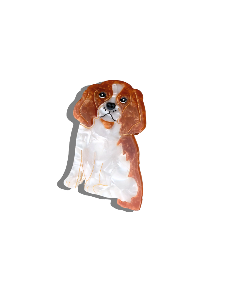 Hand-Painted King Charles Puppy Claw Clip