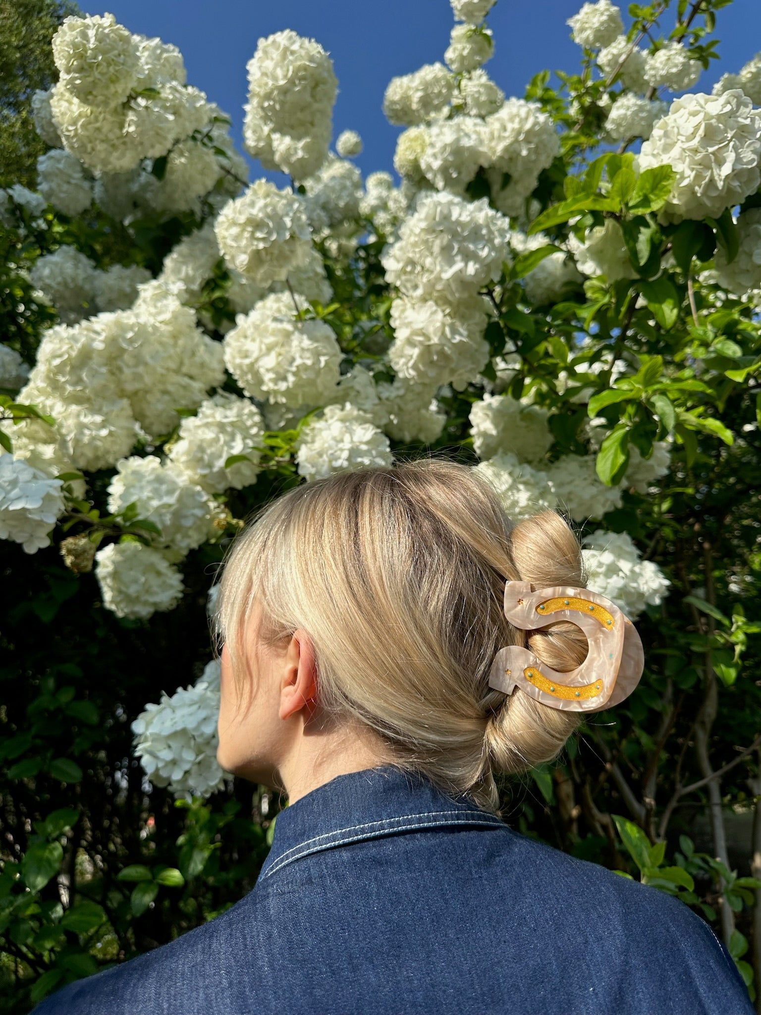 Solar Eclipse Hand-Painted Good Luck Horseshoe Claw Hair Clip