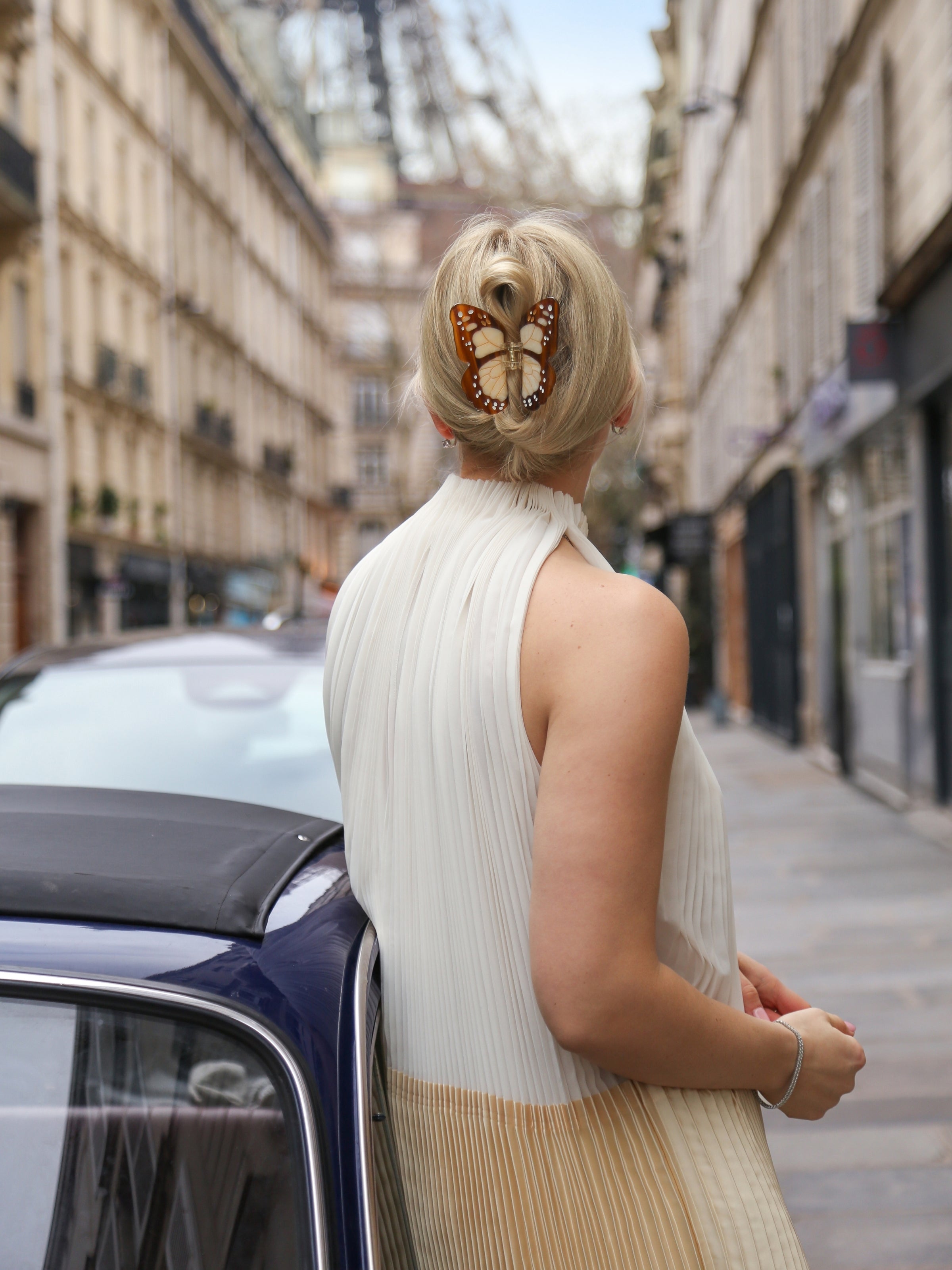 Solar Eclipse and-painted Boho Monarch Claw Hair Clip