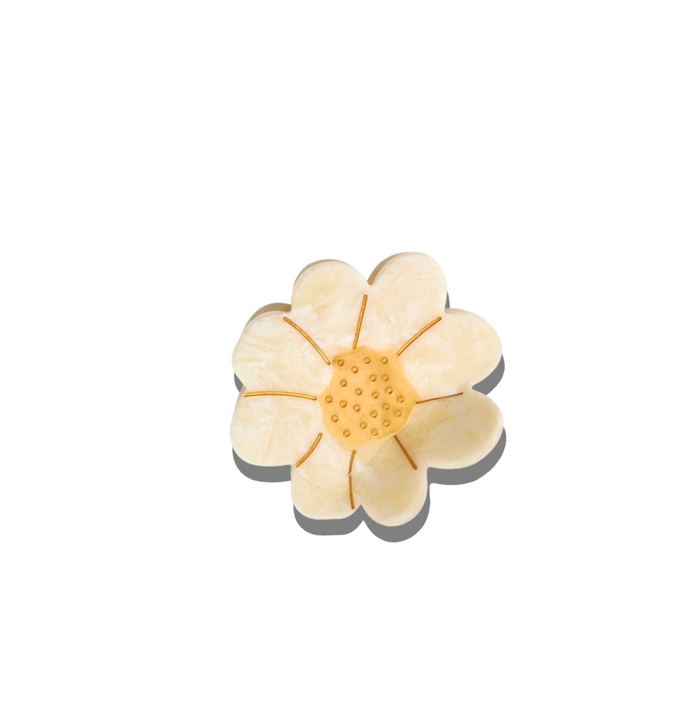 Solar Eclipse Hand-Painted Vintage Daisy Stem Claw Hair Clip