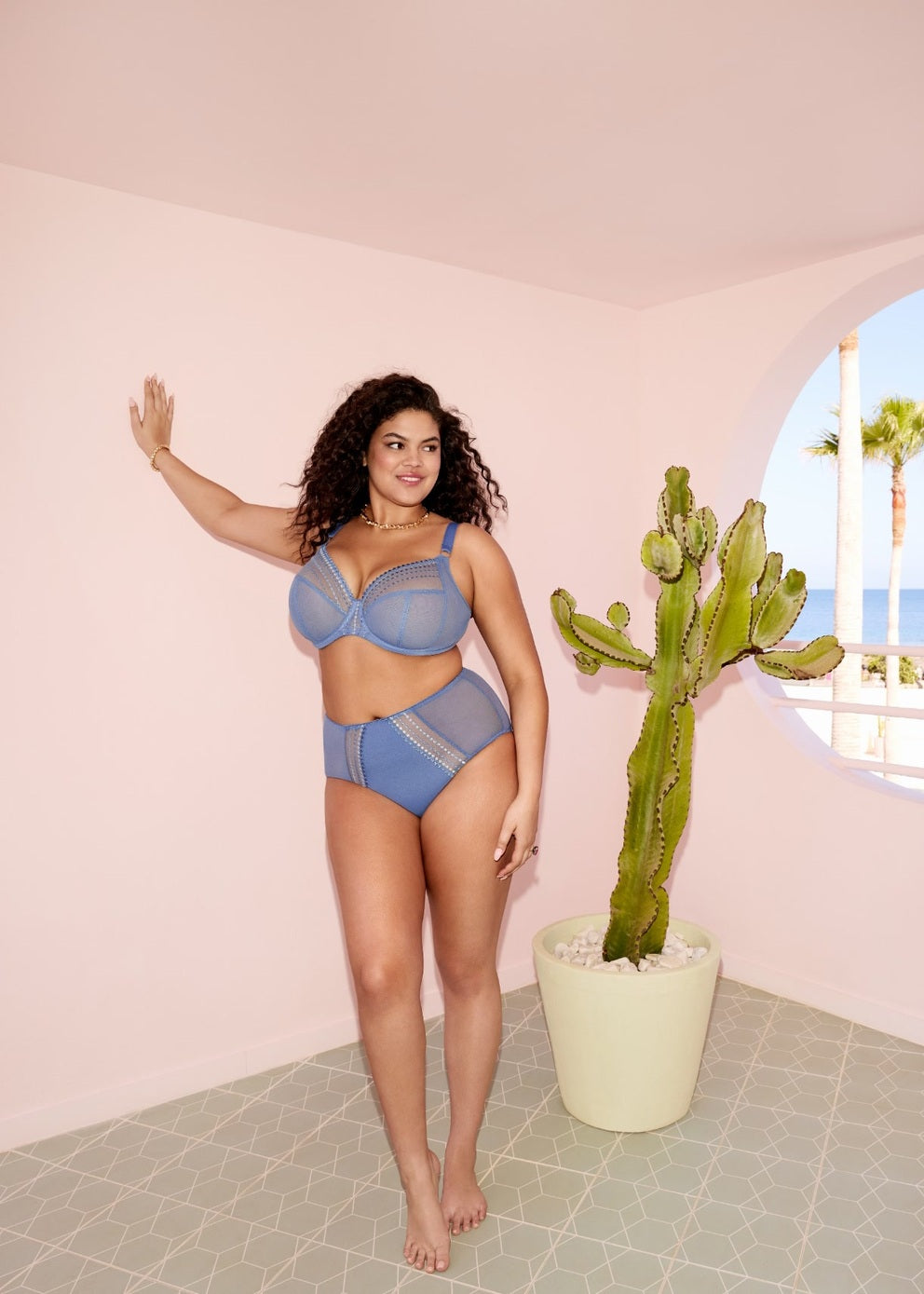 Elomi Matilda Underwire Plunge Bra - Lunar Blue