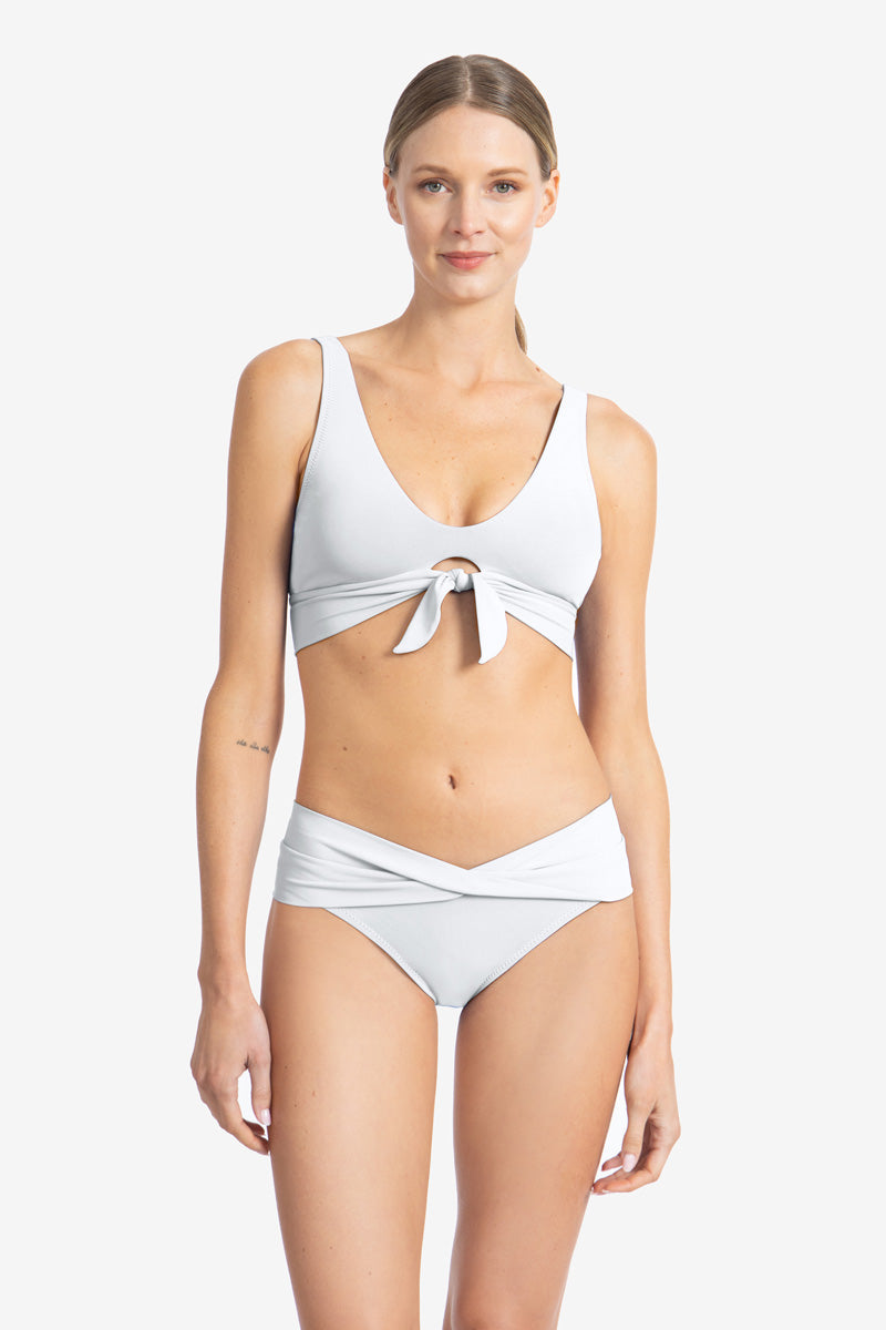 Robin Piccone Ava Knot Front Bikini Top- White