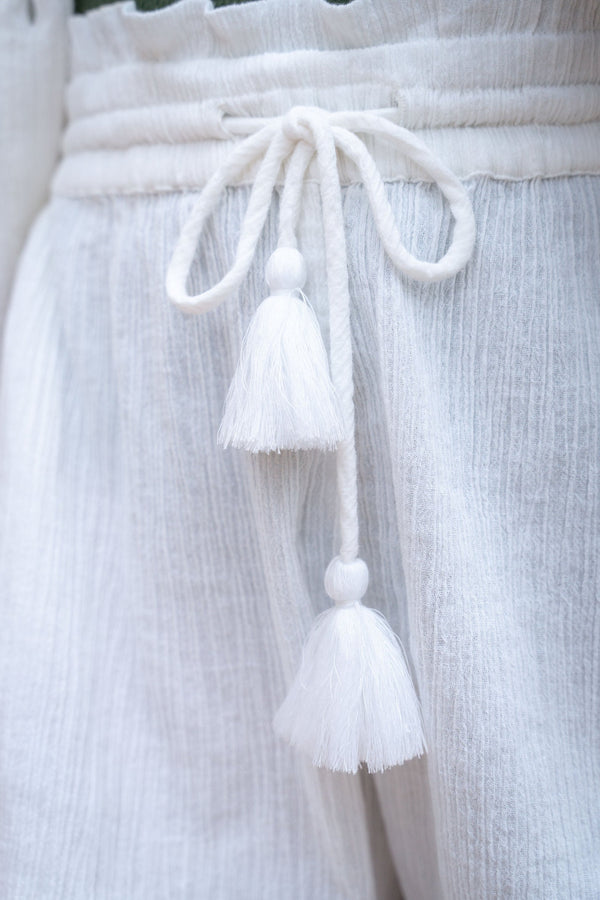 close up of white resort wear shorts