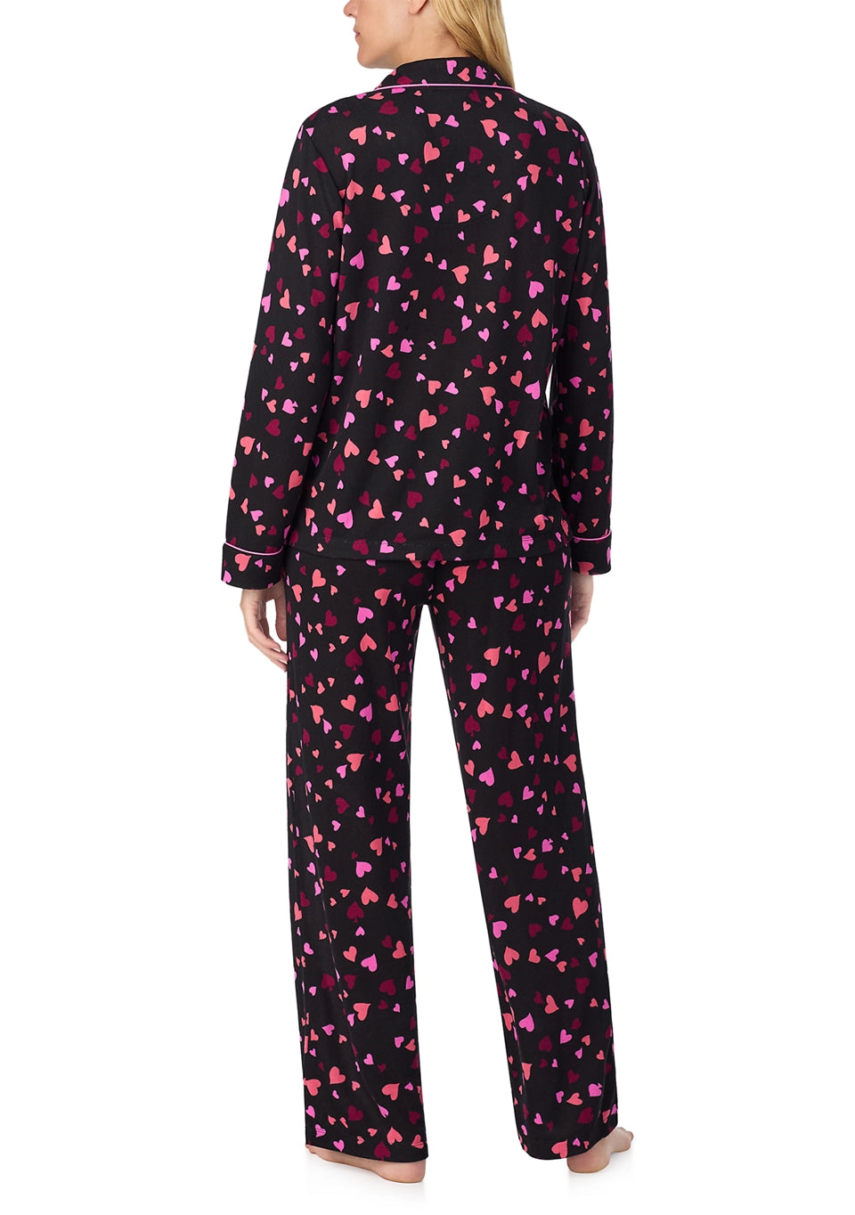 Kate Spade Recycled Brushed Sweater Knit Jersey LS Notch Long PJ Set