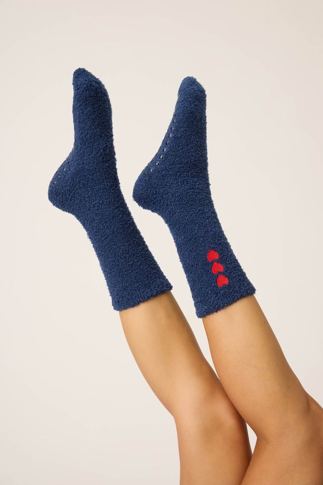 P.J. Salvage Parisian Dreams Heart Print Crew Socks