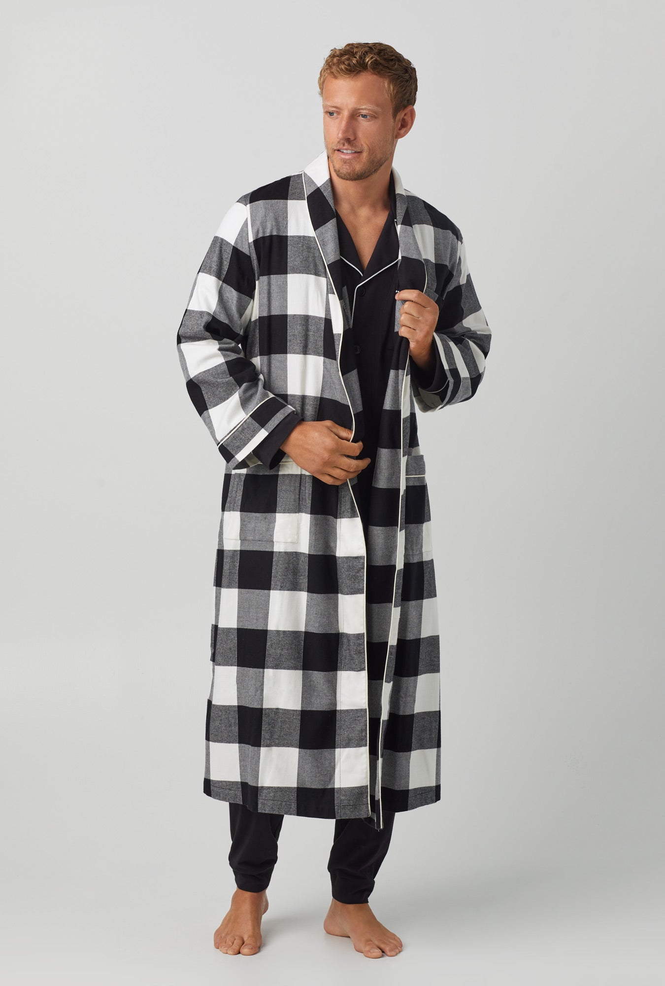 Men's long-sleeved 100% cotton pajamas PJ set 